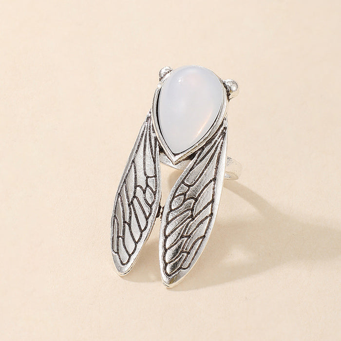 Cicada diamond ethnic style single ring