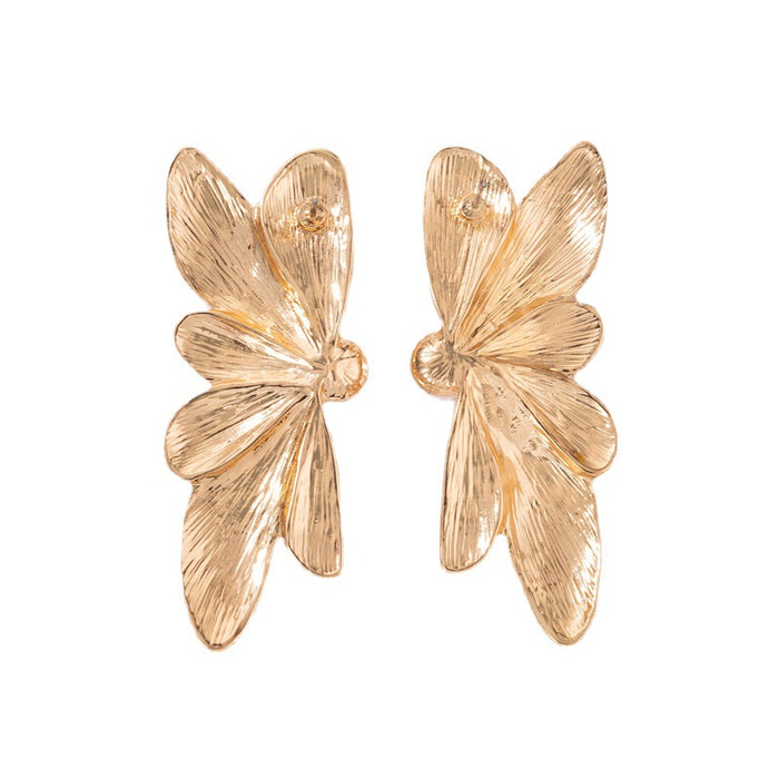 Pearl inlaid butterfly earrings geometric irregular alloy earrings