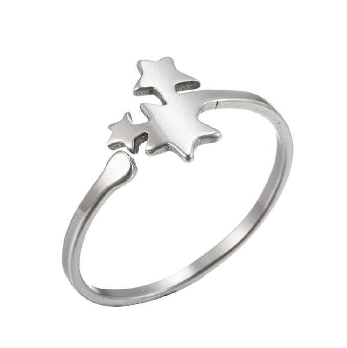 Geometric five-pointed star ring, niche design stainless steel open ring wholesale