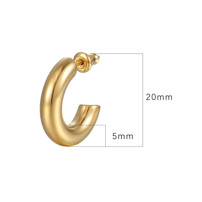 Exaggerated C-shaped stainless steel earrings Geometric round earrings Electroplated earrings