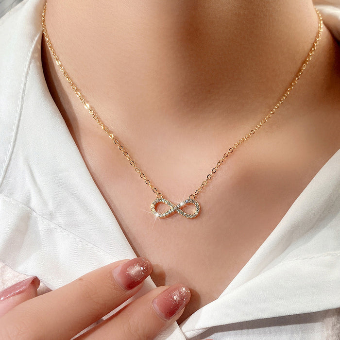 8-shaped necklace full of diamonds twisted heart diamond elegant live money ornaments