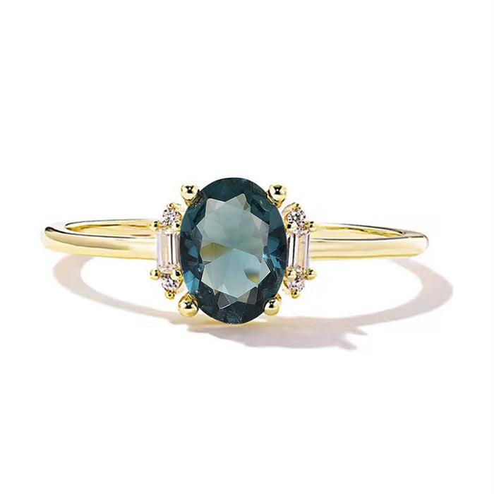 Women's zircon oval ring classical palace style light luxury