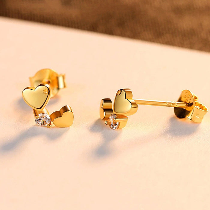 Heart-shaped zircon earrings for students