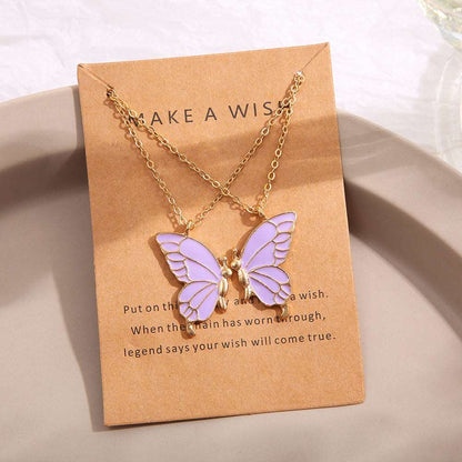 Bohemian style alloy colorful butterfly necklace