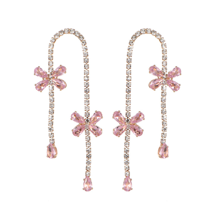 Silver Flower Tassel Earrings - Luxury Zircon Jewelry for a Chic Look