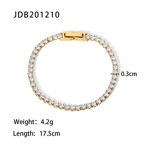 Stainless Steel Zircon Pearl Bracelet Metal Chain Titanium Steel Jewelry