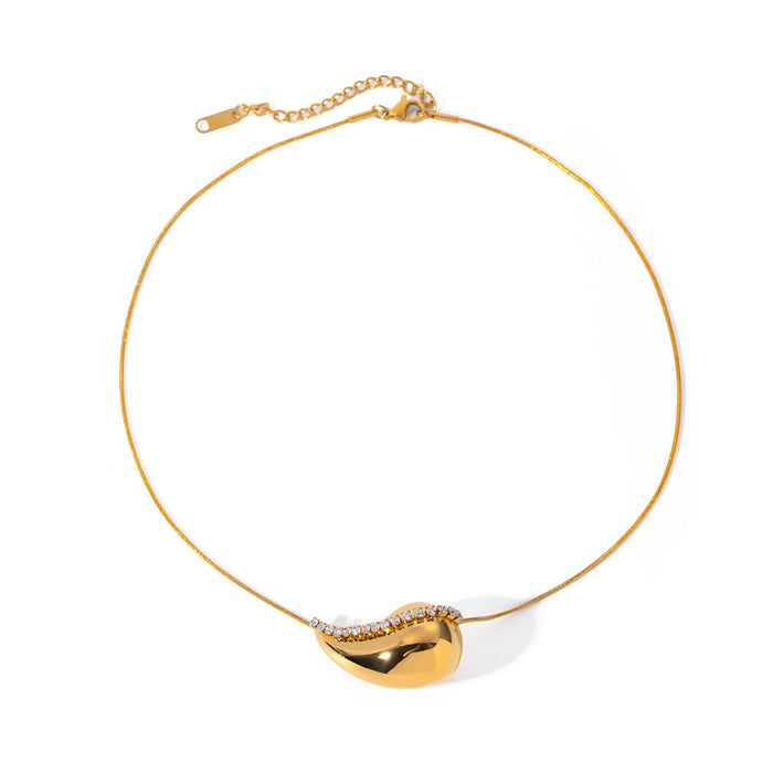 18K Gold-Plated Stainless Steel Hollow Heart Necklace with Rope Chain