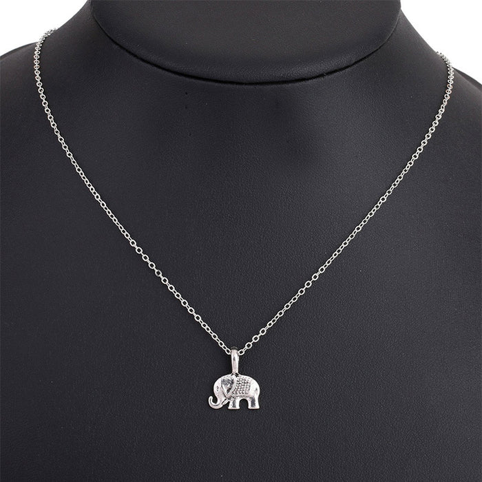 Vintage Elephant Single Layer Necklace with Geometric Animal Design