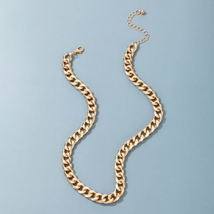 Minimalist Metal Chain Necklace with Geometric Hollow Design