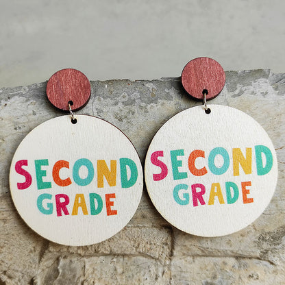 Colored alphabet wooden earrings