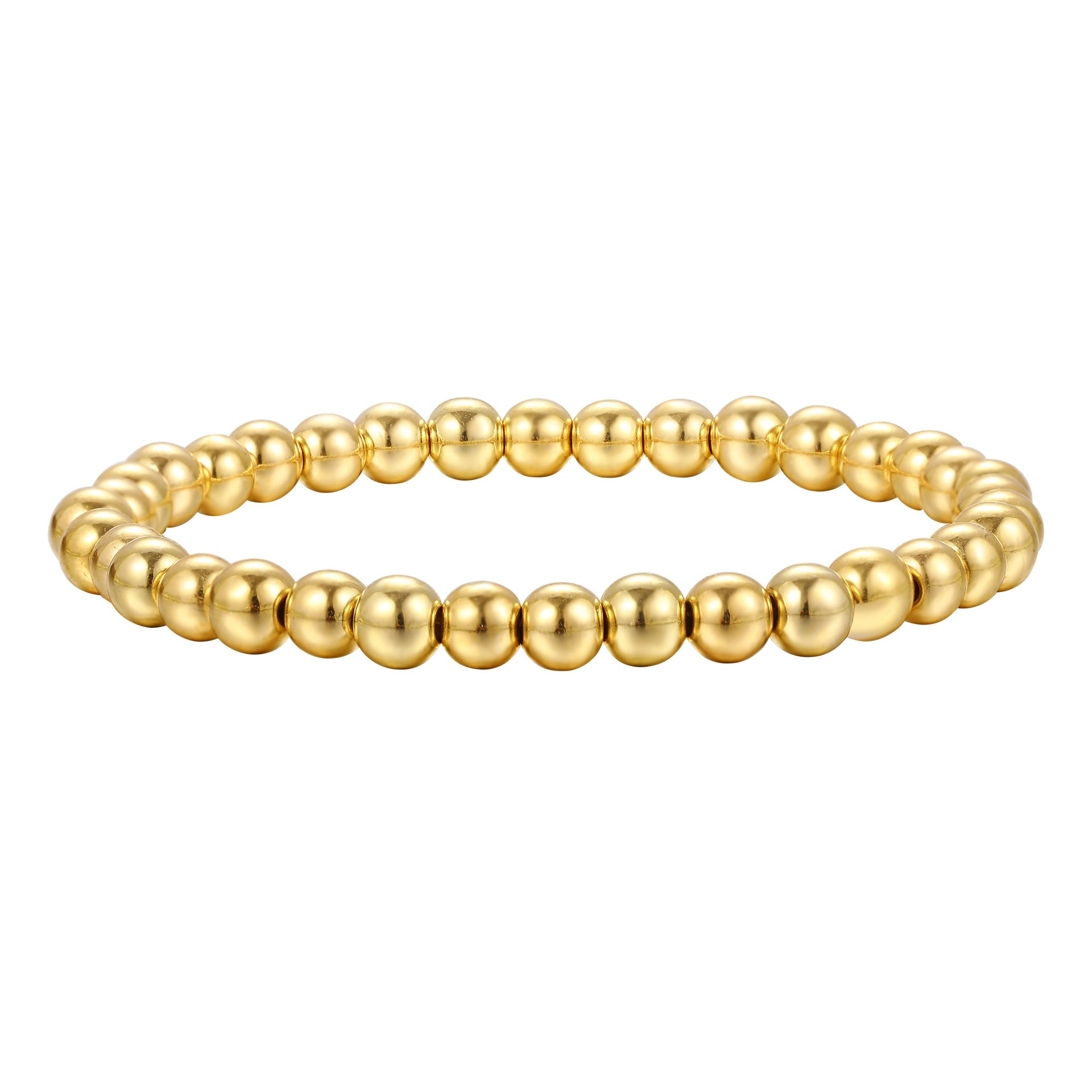 Gold and Silver Resin Stretch Beaded Ball Bracelet - wallojewerly 