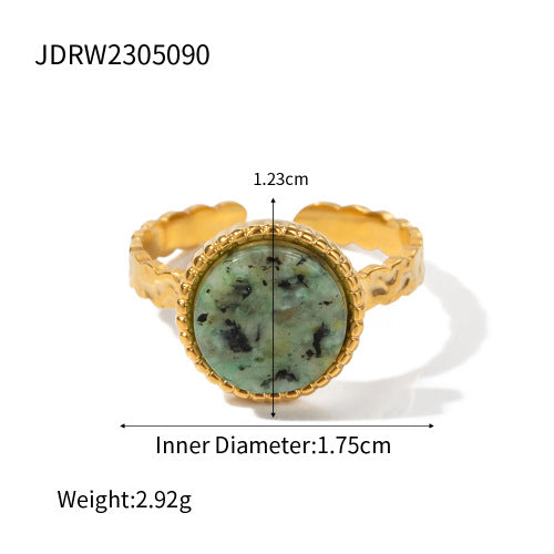 Anillo abierto de acero inoxidable con turquesa