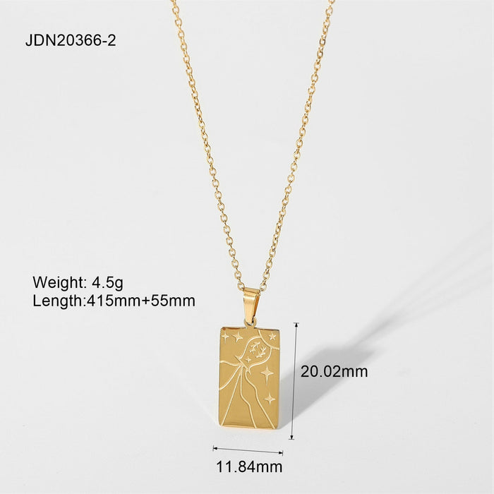 Stainless Steel Gold Plated Tarot Necklace - wallojewerly 