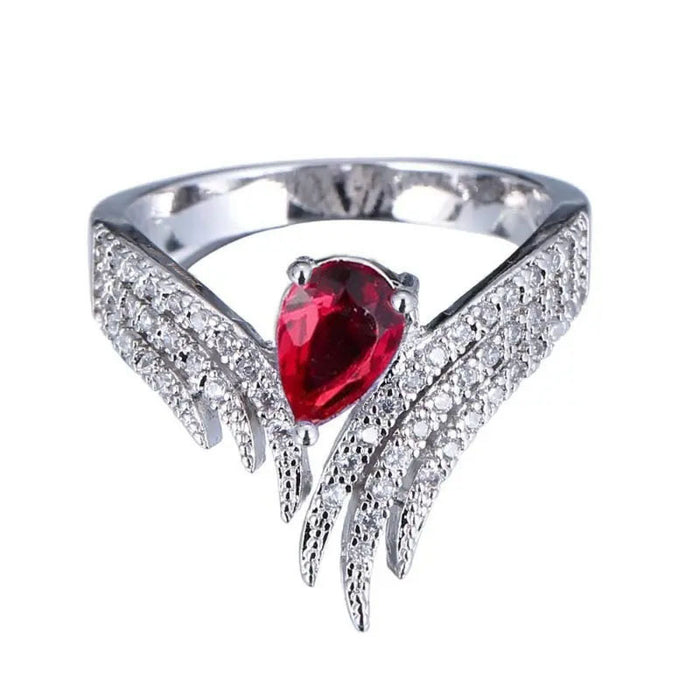 Wings zircon ring teardrop-shaped inlaid fashion ring