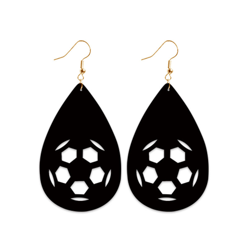 Black Velvet Sports Earrings with Football, Volleyball, and Tennis Designs