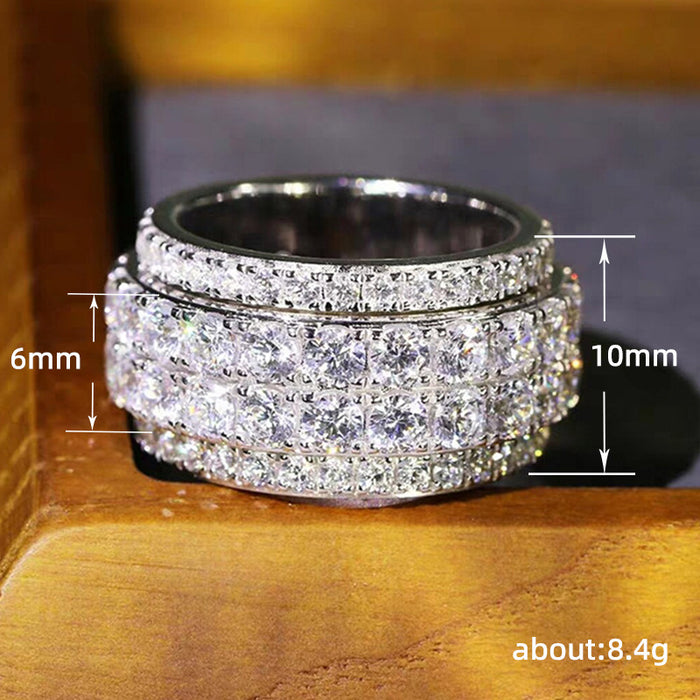 Anillo de diamantes de medio círculo estilo hip-hop europeo y americano