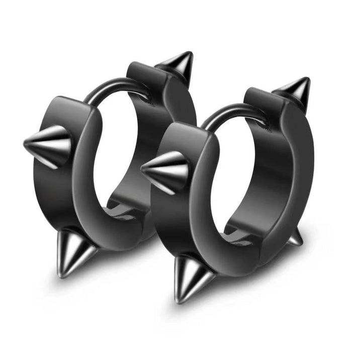 Black punk titanium steel ear clips for non-pierced stainless steel earrings