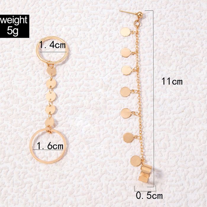 Conjunto de dos piezas de cadena para el dedo con pendientes de borlas de disco geométrico versátiles