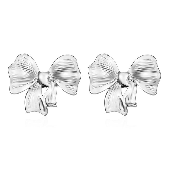 Bowknot stainless steel electroplated earrings small fresh exquisite earrings