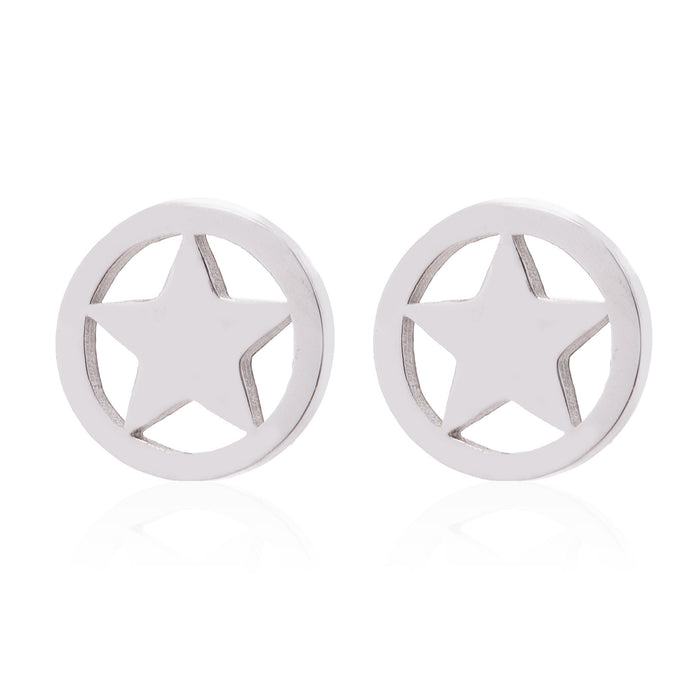 Black star and moon earrings, cross-border new stainless steel simple star and moon earrings personalized accessories wholesale