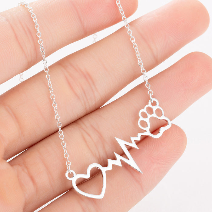 Heartbeat and Lightning Pendant Necklace - Geometric Animal Jewelry for Summer