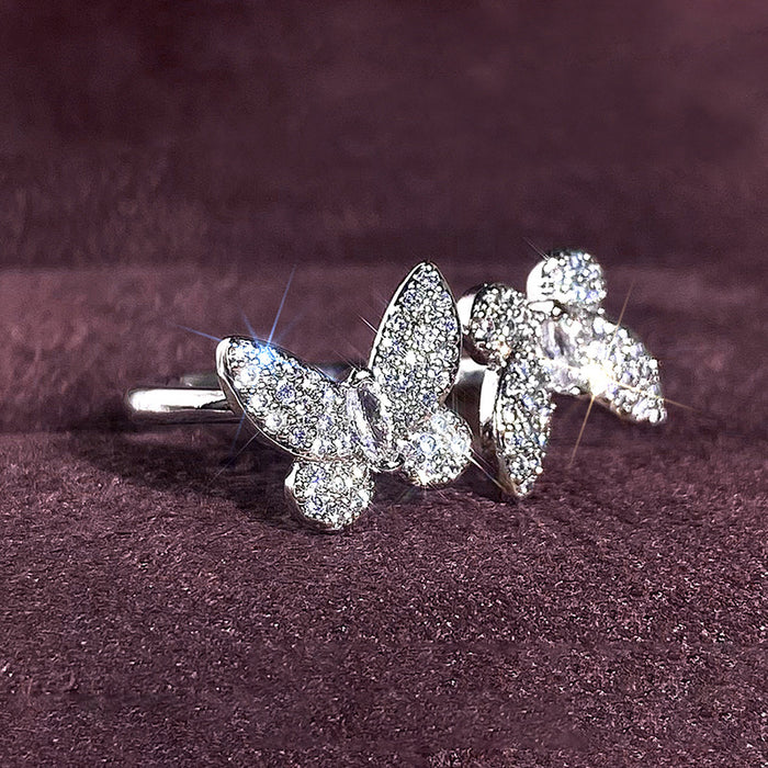 Women's butterfly opening adjustable ring