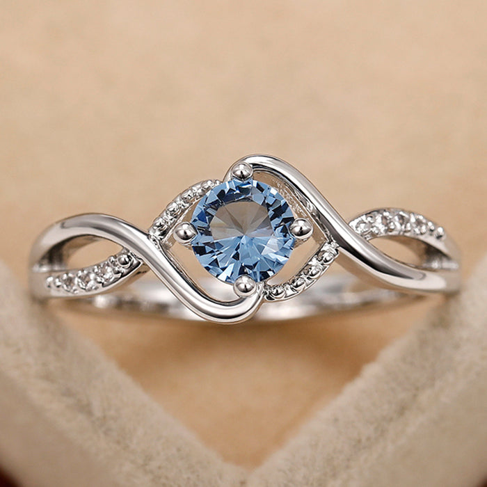 Blue diamond zircon wave ring light luxury niche index finger ring