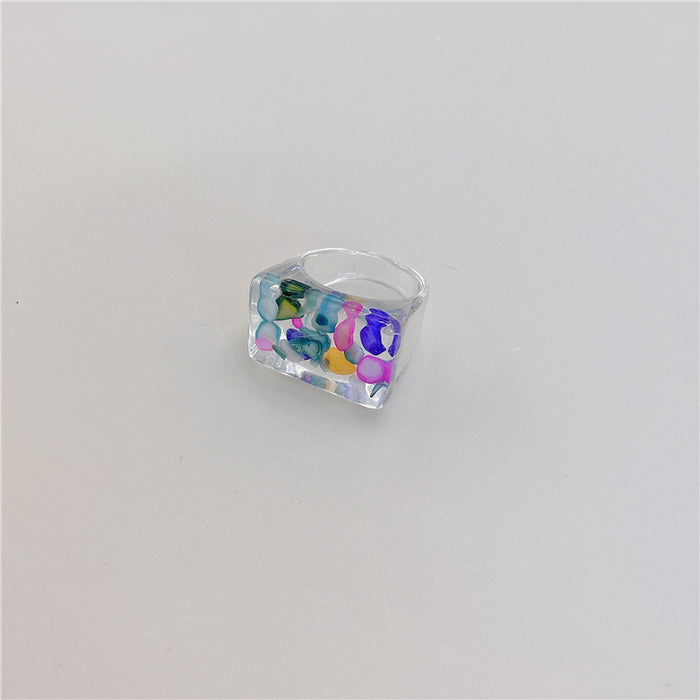 Colored Resin Resin Gemstone Ring - wallojewerly 