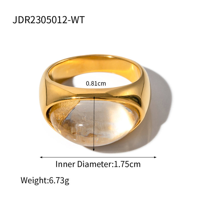 18K Gold Stainless Steel Hammered Texture Heart Ring - Minimalist Style