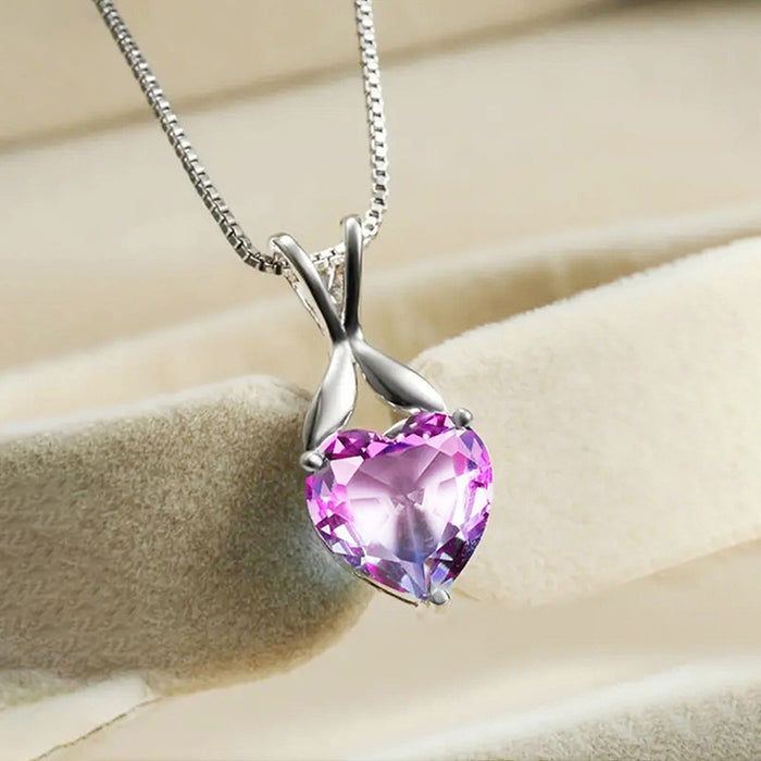 Heart Pendant Necklace Simple Floral Chain Necklace