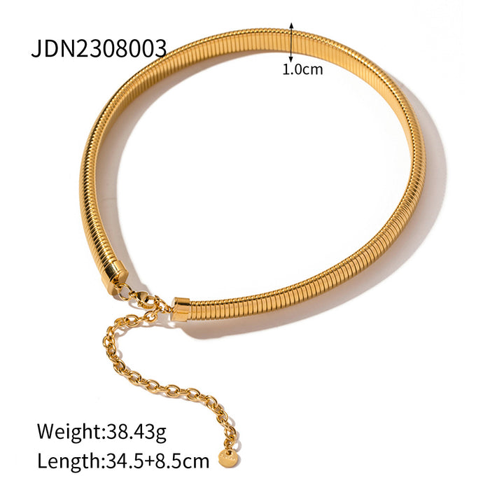 High-End Titanium Steel Elastic Snake Chain Bracelet and Necklace - Popular Flexible Wide Bangle for Women