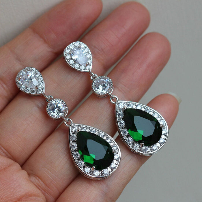 Zircon long earrings beautiful earrings