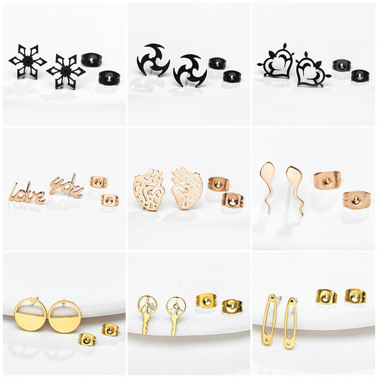 Geometric creative earrings, European and American new simple stainless steel personalized earrings cross-border manufacturers wholesale