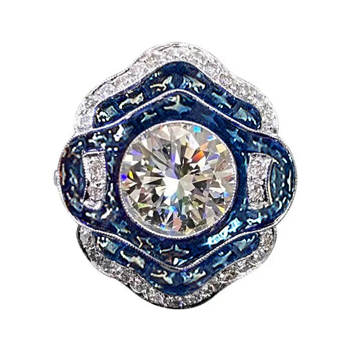 Camellia oil painting small fragrance style ring for women