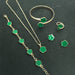 Wholesale 5-piece set of five-petal flower necklace, bracelet, bangle, earrings, and ring - wallojewerly 