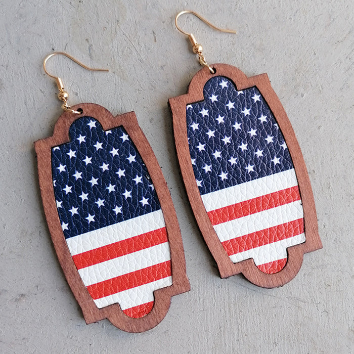 Wooden patriotic earrings