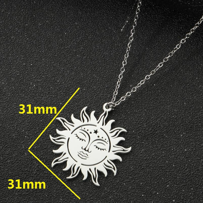 Collar con colgante de cara sonriente de sol, cadena de clavícula geométrica de sol, luna y estrella, venta al por mayor de lujo