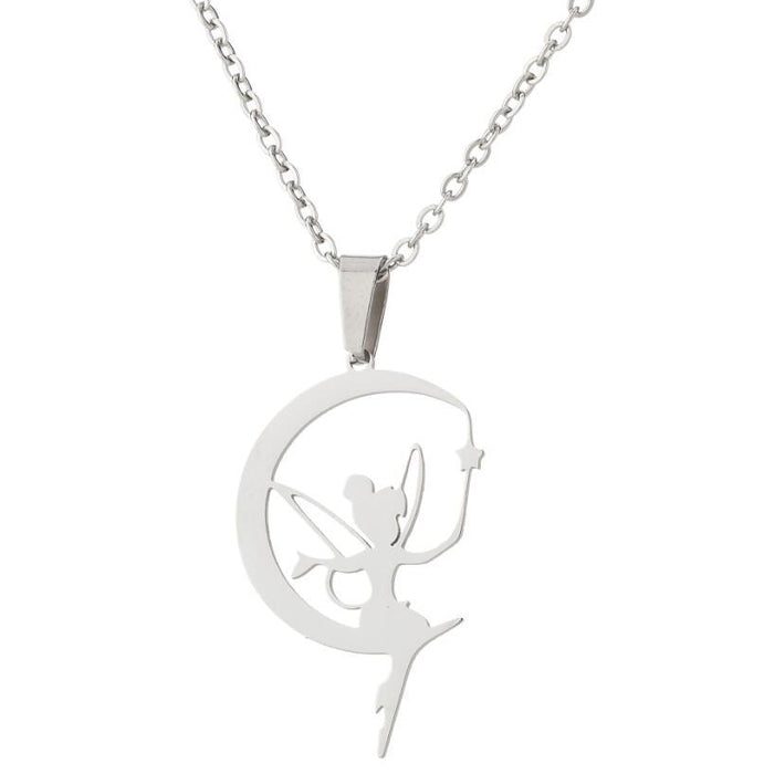 Butterfly fairy clavicle necklace, simple and cute fairy pendant sweet moon star necklace