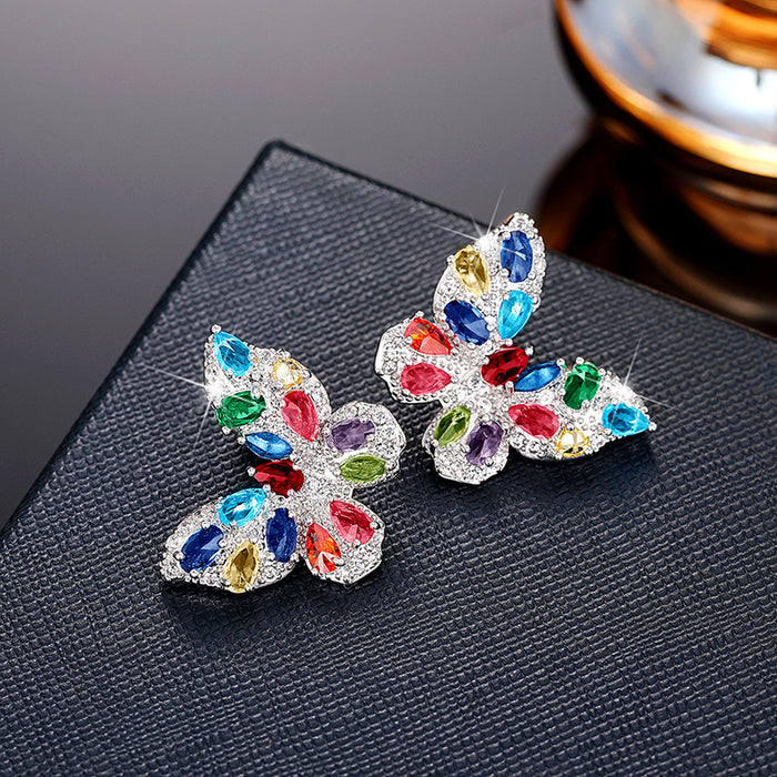 Butterfly zircon earrings niche light luxury earrings