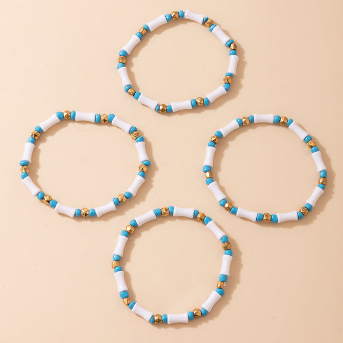 Bamboo Bead Multi-Layer Bracelet - Geometric Minimalist Bracelet Set