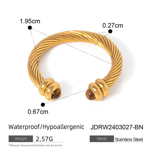 Stainless steel tiger eye stone vintage ring