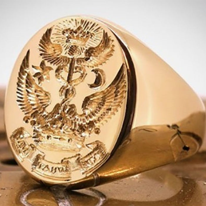 Personalized alloy seal men's ring family emblem double head eagle ring