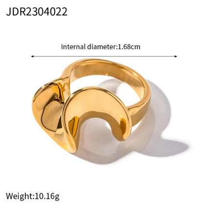 18K Gold Stainless Steel Geometric Zircon Ring - Minimalist and Chic