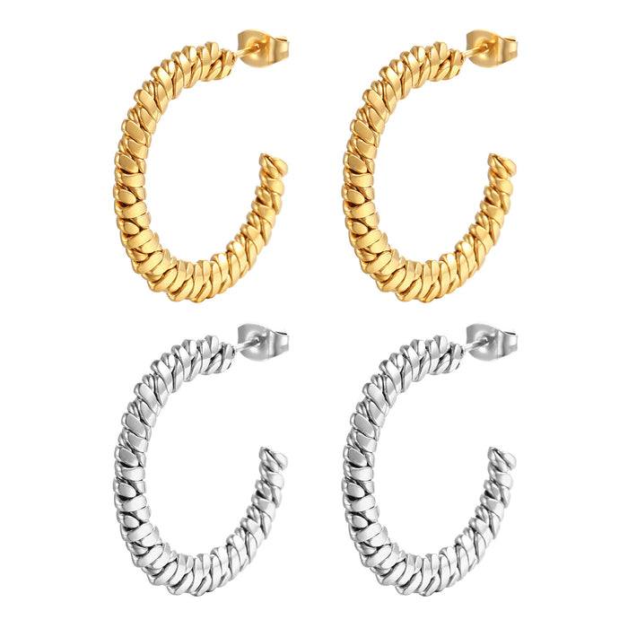 C-shaped stainless steel twisted wire titanium steel earrings for women trendy earrings