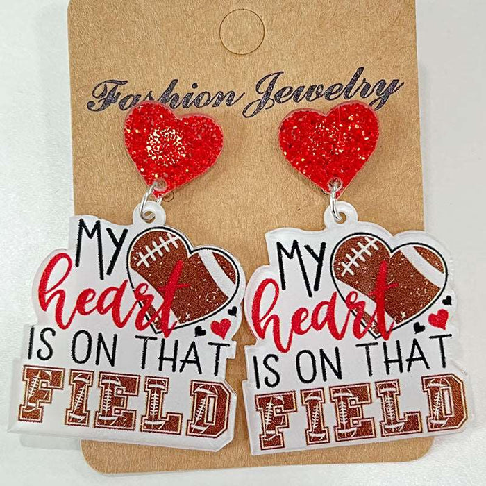 Acrylic Baseball Heart Earrings