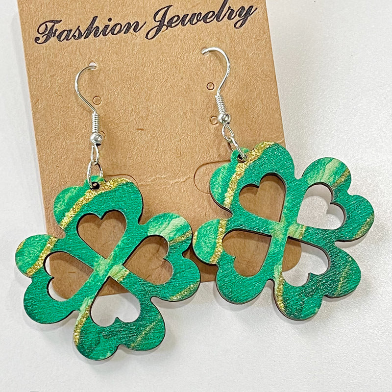 Wooden hat St. Patrick's Day earrings