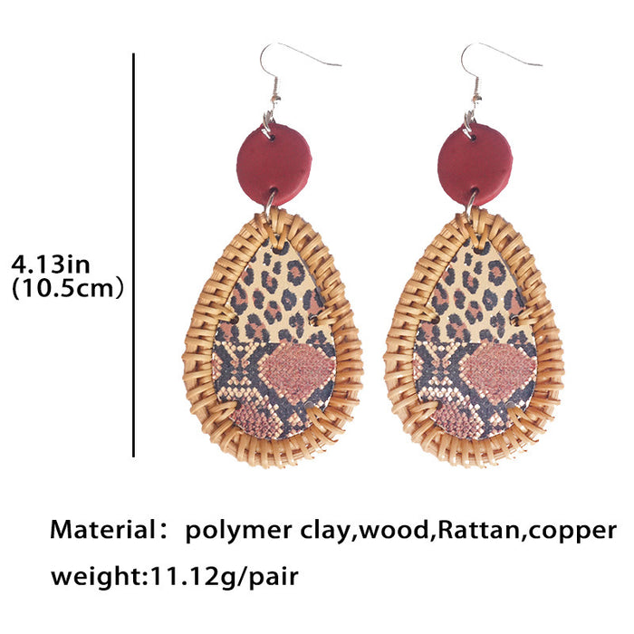 Wooden leopard print earrings