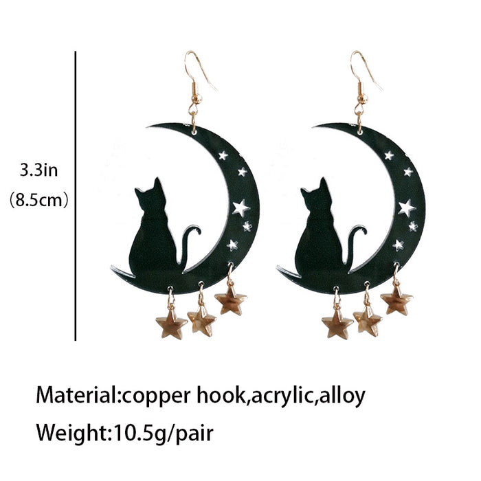 Acrylic black cat earrings