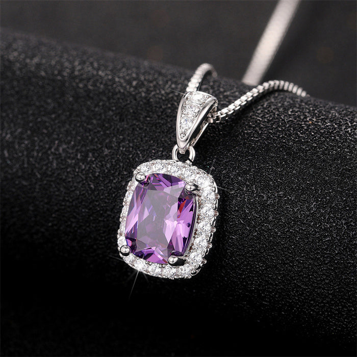 Fashionable imitation colored gemstone zircon pendant necklace