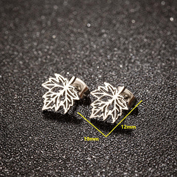 Maple Leaf Stainless Steel Stud Earrings - Nature-Inspired Jewelry